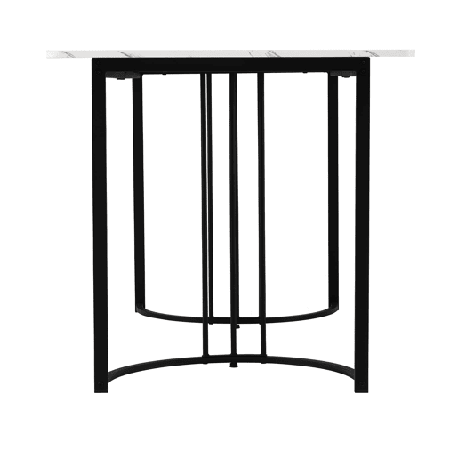 Mesa de jantar 140x80 cm - Mesa retangular moderna com padrão mármore, pernas ajustáveis - BrancoPreto