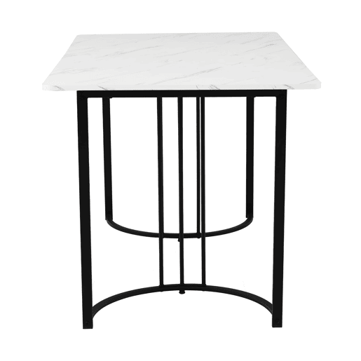 Mesa de jantar 140x80 cm - Mesa retangular moderna com padrão mármore, pernas ajustáveis - BrancoPreto
