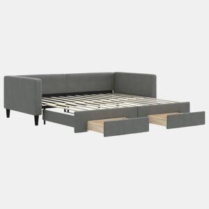 Sofá-cama, Sofá conversível c gavetãogavetas 100x200 cm tecido cinzento-escuro