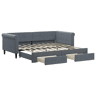 Sofá-cama, Sofá conversível c gavetão e gavetas 90x190 cm veludo cinzento-escuro