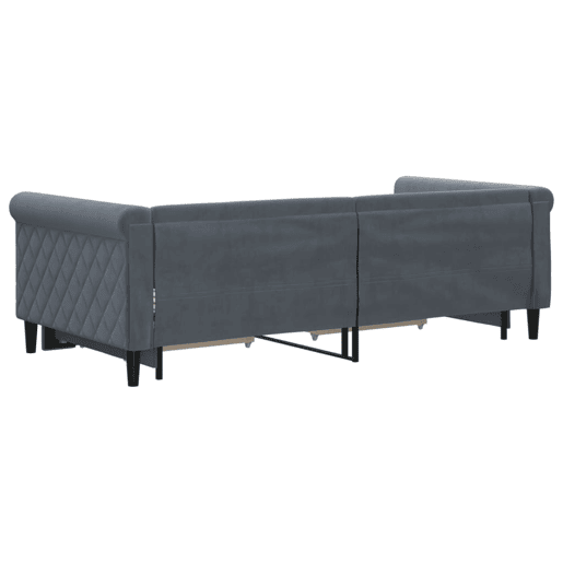 Sofá-cama, Sofá conversível c gavetão e gavetas 90x190 cm veludo cinzento-escuro