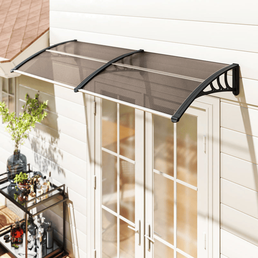 Outsunny Marquise para Portas e Janelas 195x75x23 cm Marquise com Proteção para Sol e Chuva com Painéis de Policarbonato Marrom Outsunny Marquise para Portas e Janelas 195x75x23 cm Marquise com Proteção para Sol e Chuva com Painéis de Policarbonato Marrom