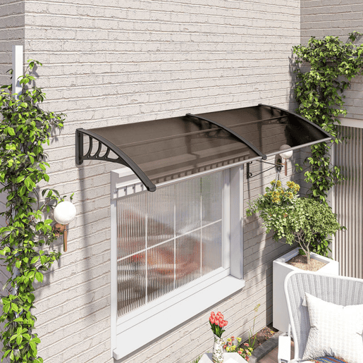 Outsunny Marquise para Portas e Janelas 195x75x23 cm Marquise com Proteção para Sol e Chuva com Painéis de Policarbonato Marrom Outsunny Marquise para Portas e Janelas 195x75x23 cm Marquise com Proteção para Sol e Chuva com Painéis de Policarbonato Marrom