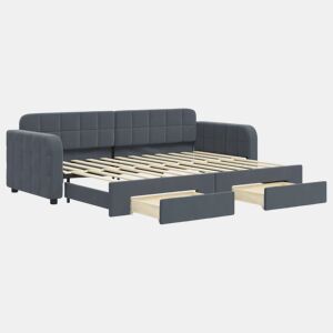 Sofá-cama, Sofá conversível c gavetão e gavetas 80x200 cm veludo cinzento-escuro