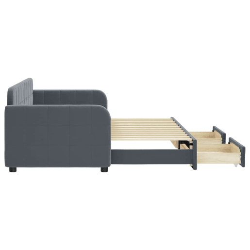 Sofá-cama, Sofá conversível c gavetão e gavetas 80x200 cm veludo cinzento-escuro Sofá-cama, Sofá conversível c gavetão e gavetas 80x200 cm veludo cinzento-escuro