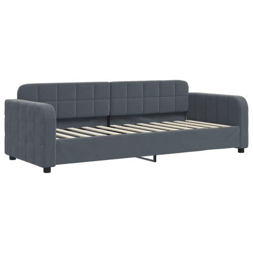 Sofá-cama, Sofá conversível c gavetão e gavetas 80x200 cm veludo cinzento-escuro Sofá-cama, Sofá conversível c gavetão e gavetas 80x200 cm veludo cinzento-escuro