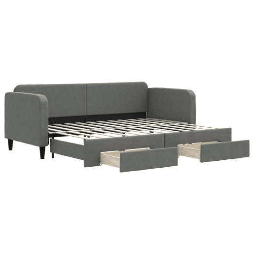 Sofá-cama, Sofá conversível c gavetão e gavetas 80x200 cm tecido cinzento-escuro