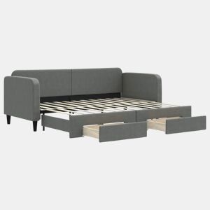 Sofá-cama, Sofá conversível c gavetão e gavetas 80x200 cm tecido cinzento-escuro