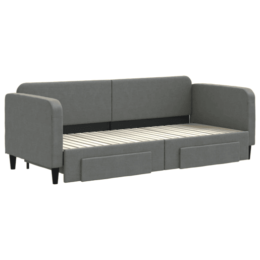 Sofá-cama, Sofá conversível c gavetão e gavetas 80x200 cm tecido cinzento-escuro