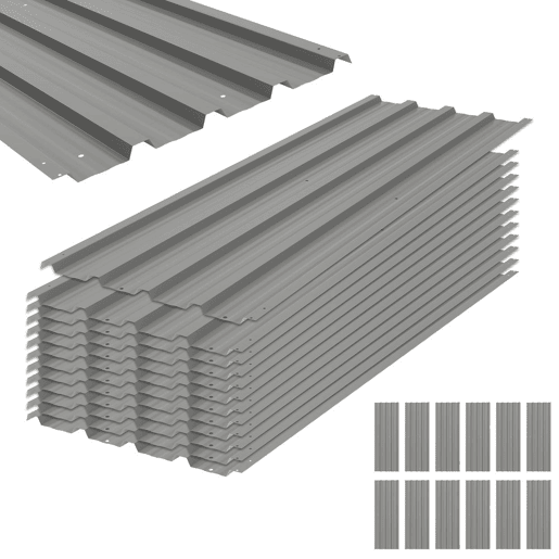 Outsunny Conjunto de 12 Painéis para Teto de Aço Galvanizado Chapas Perfiladas de Teto 7m² para Abrigo de Ferramentas Abrigo Exterior 129x45 cm Cinzento Claro Outsunny Conjunto de 12 Painéis para Teto de Aço Galvanizado Chapas Perfiladas de Teto 7m² para Abrigo de Ferramentas Abrigo Exterior 129x45 cm Cinzento Claro
