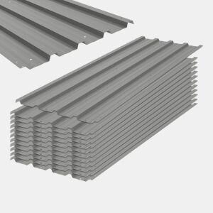 Outsunny Conjunto de 12 Painéis para Teto de Aço Galvanizado Chapas Perfiladas de Teto 7m² para Abrigo de Ferramentas Abrigo Exterior 129x45 cm Cinzento Claro