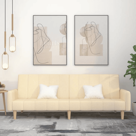 Sofá-cama, Sofá conversível de 2 lugares tecido cor creme