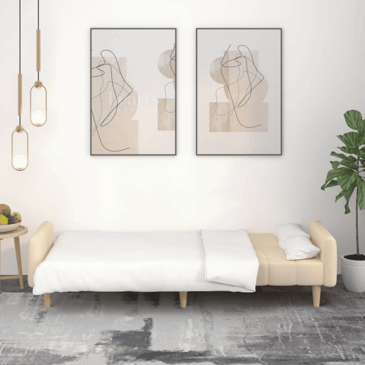 Sofá-cama, Sofá conversível de 2 lugares tecido cor creme