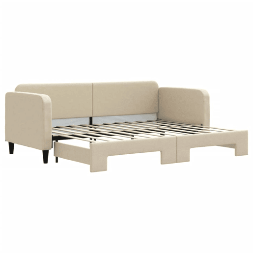 Sofá-cama, Sofá conversível com gavetão 80x200 cm tecido cor creme Sofá-cama, Sofá conversível com gavetão 80x200 cm tecido cor creme