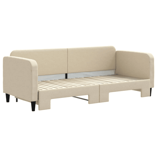 Sofá-cama, Sofá conversível com gavetão 80x200 cm tecido cor creme Sofá-cama, Sofá conversível com gavetão 80x200 cm tecido cor creme