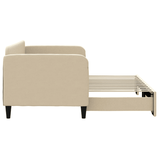 Sofá-cama, Sofá conversível com gavetão 80x200 cm tecido cor creme Sofá-cama, Sofá conversível com gavetão 80x200 cm tecido cor creme