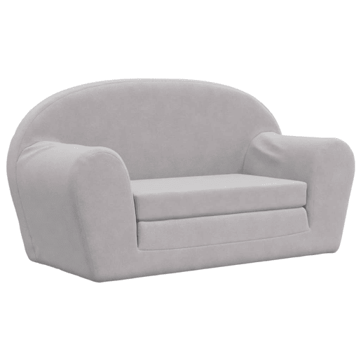 Sofá-cama infantil - Sofá para criança de 2 lugares pelúcia macia cinzento-claro