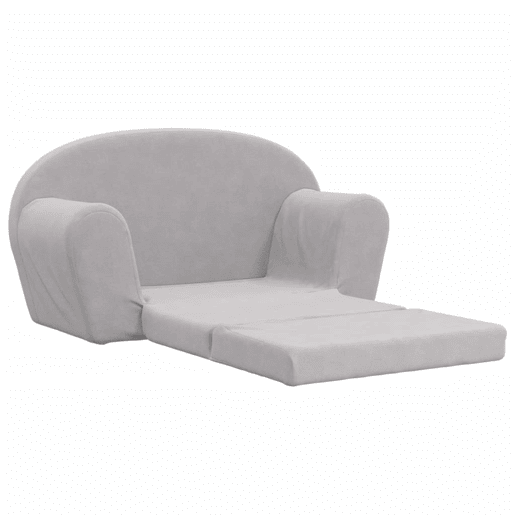 Sofá-cama infantil - Sofá para criança de 2 lugares pelúcia macia cinzento-claro