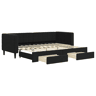 Sofá-cama, Sofá conversível com gavetão e gavetas 80x200 cm veludo preto