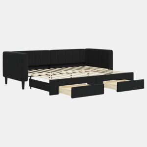 Sofá-cama, Sofá conversível com gavetão e gavetas 80x200 cm veludo preto