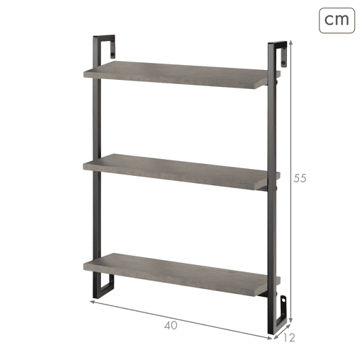 Max Home Estantes de parede com efeito cimento 3 prateleiras 40x12x55 cm Max Home Estantes de parede com efeito cimento 3 prateleiras 40x12x55 cm