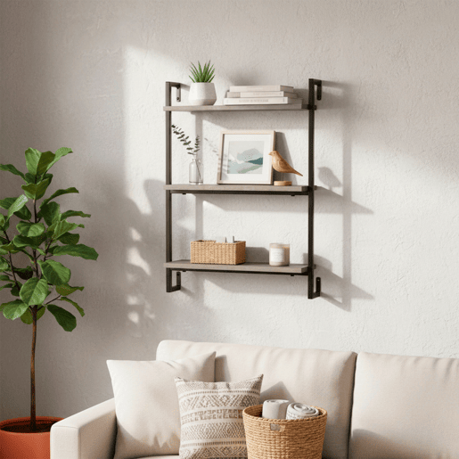 Max Home Estantes de parede com efeito cimento 3 prateleiras 40x12x55 cm Max Home Estantes de parede com efeito cimento 3 prateleiras 40x12x55 cm