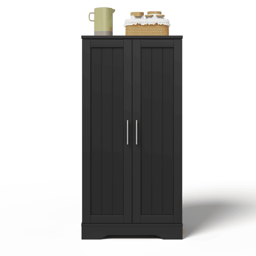 Aparador 120x60x40 cm - Armário com luz LED, prateleiras ajustáveis, 2 portas - Preto