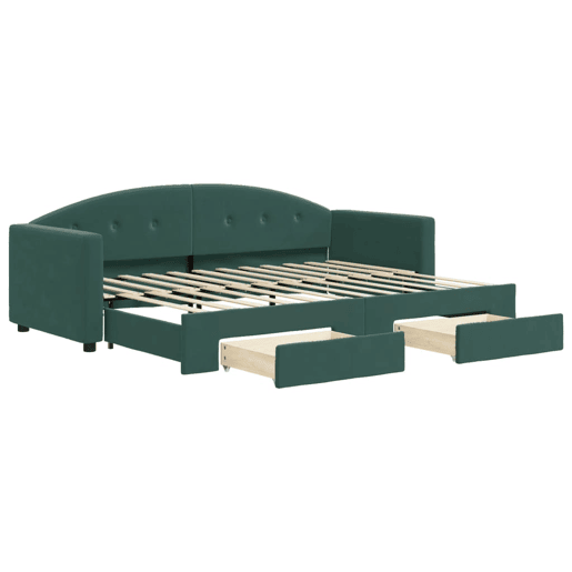 Sofá-cama, Sofá conversível c gavetão e gavetas 80x200cm veludo verde-escuro