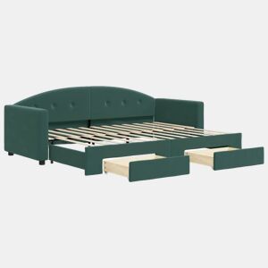 Sofá-cama, Sofá conversível c gavetão e gavetas 80x200cm veludo verde-escuro