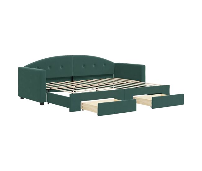 Sofá cama - sofá convertible nido con cajones terciopelo verde oscuro 80x200 cm