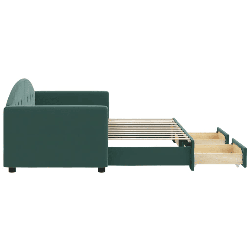 Sofá-cama, Sofá conversível c gavetão e gavetas 80x200cm veludo verde-escuro