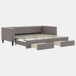 Sofá-cama, Sofá conversível c gavetãogavetas 90x200 cm tecido cinza-acastanhado