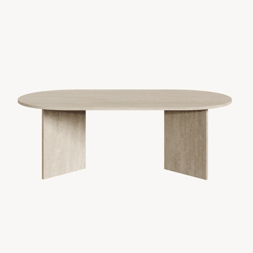 Mesa de centro Kynd oval aglomerado 119x60x40 cm travertino en.casa