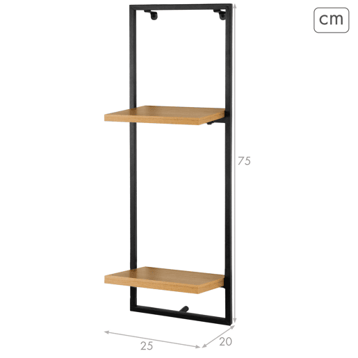 Max Home Estantes de parede em madeira 2 prateleiras 25x20x75 cm Max Home Estantes de parede em madeira 2 prateleiras 25x20x75 cm