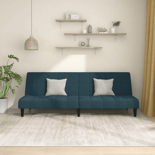 Sofá-cama, Sofá conversível de 2 lugares veludo azul
