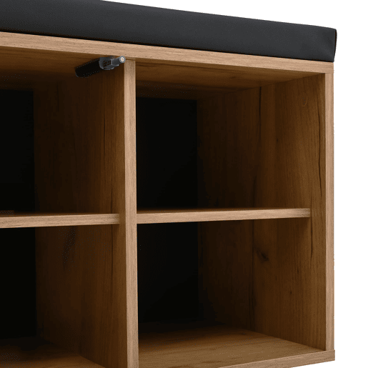 Móvel de entrada 70x36x146 cm - 2 portas, com 3 ganchos - Preto e natural