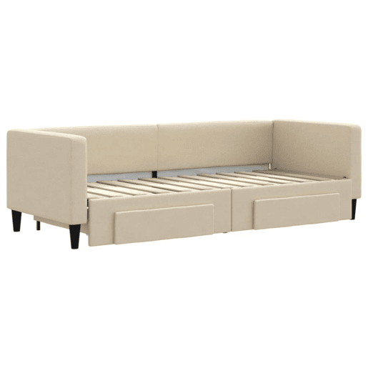 Sofá-cama, Sofá conversível com gavetão e gavetas 80x200 cm tecido cor creme
