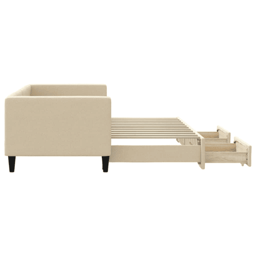 Sofá-cama, Sofá conversível com gavetão e gavetas 80x200 cm tecido cor creme