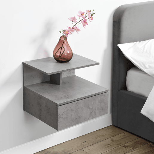 Mesa de cabeceira de parede Amberg com gaveta 40x35x31cm Aspeto de betão en.casa