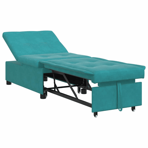 Sofá-cama, Sofá conversível Turquesa 67 x 194 x 38 cm Veludo