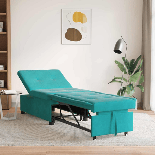 Sofá-cama, Sofá conversível Turquesa 67 x 194 x 38 cm Veludo