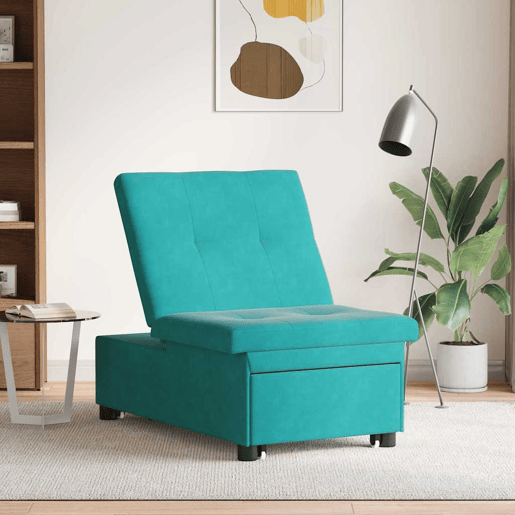 Sofá-cama, Sofá conversível Turquesa 67 x 194 x 38 cm Veludo