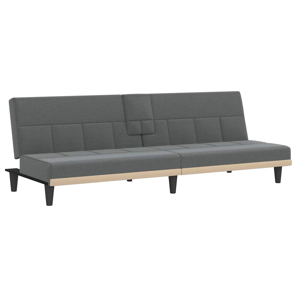 sofa cama - sofa convertible con portavasos tela gris oscuro