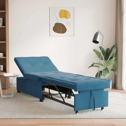 Sofá-cama, Sofá conversível Azul 67 x 194 x 38 cm Veludo
