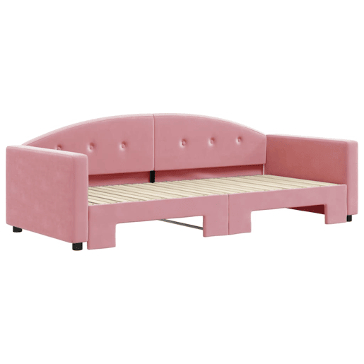 Sofá-cama, Sofá conversível com gavetão 90x200 cm veludo rosa