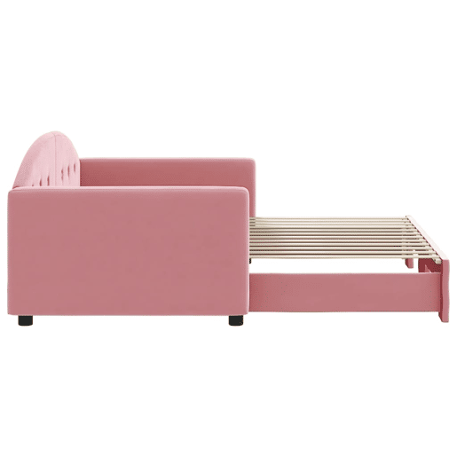 Sofá-cama, Sofá conversível com gavetão 90x200 cm veludo rosa
