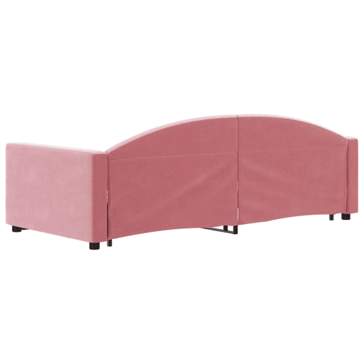 Sofá-cama, Sofá conversível com gavetão 90x200 cm veludo rosa
