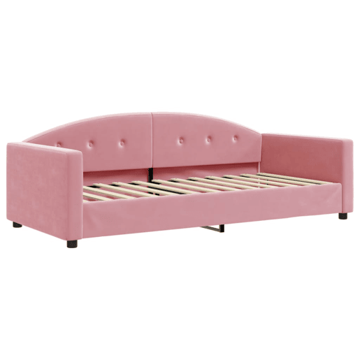 Sofá-cama, Sofá conversível com gavetão 90x200 cm veludo rosa