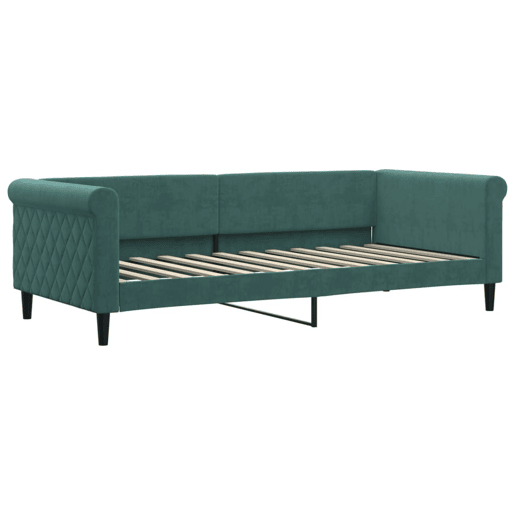 Sofá-cama, Sofá conversível com gavetão 90x200 cm veludo verde-escuro Sofá-cama, Sofá conversível com gavetão 90x200 cm veludo verde-escuro