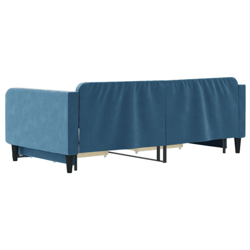 Sofá-cama, Sofá conversível com gavetão e gavetas 100x200 cm veludo azul